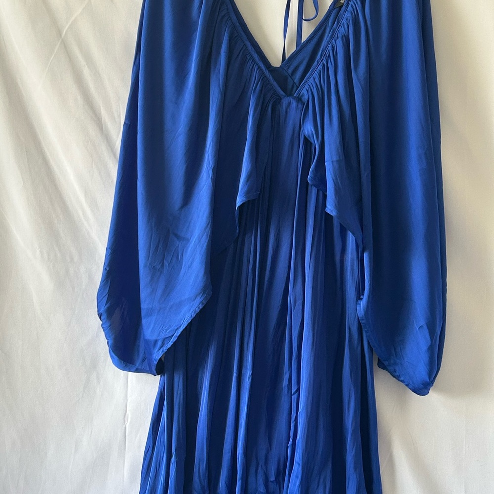Chic Royal Blue Long Sleeve Dress - Picture 2 of 9